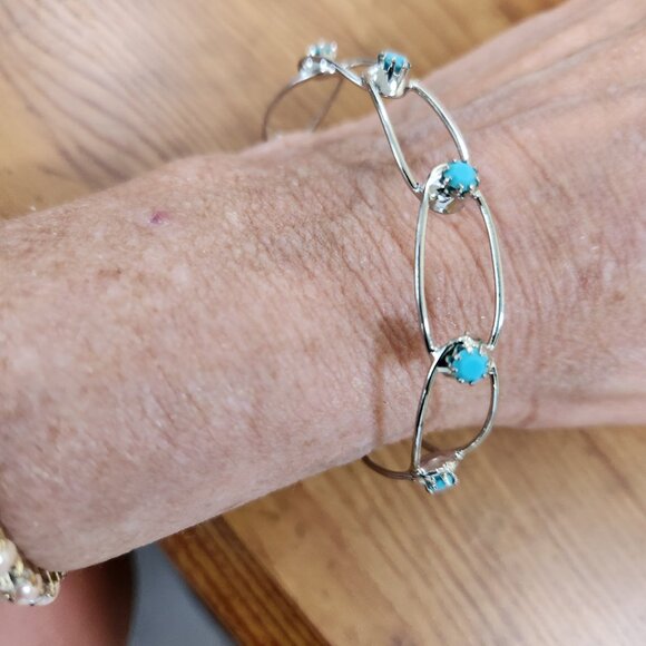 New Womens Silver Turquoise Bracelet Stocking stuffers - Picture 3 of 3